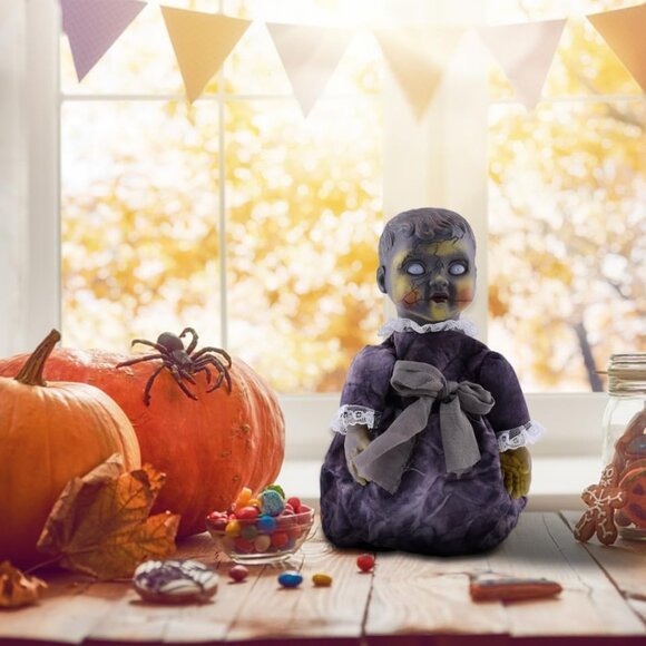 Halloween Decor 1Pcs Scary Haunted Activated Sound Walking Glowing Creepy Doll - Picture 8 of 9